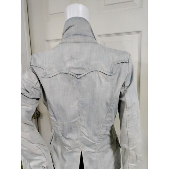 Parasuco Western Y2K Denim Blazer Jacket M Steampunk Prairie Cowboy - Picture 6 of 12